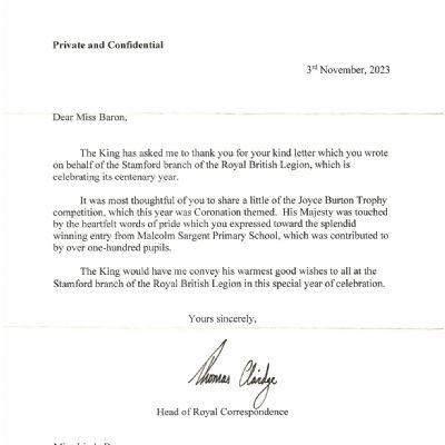 LETTER FROM BUCKINGHAM PALACE!